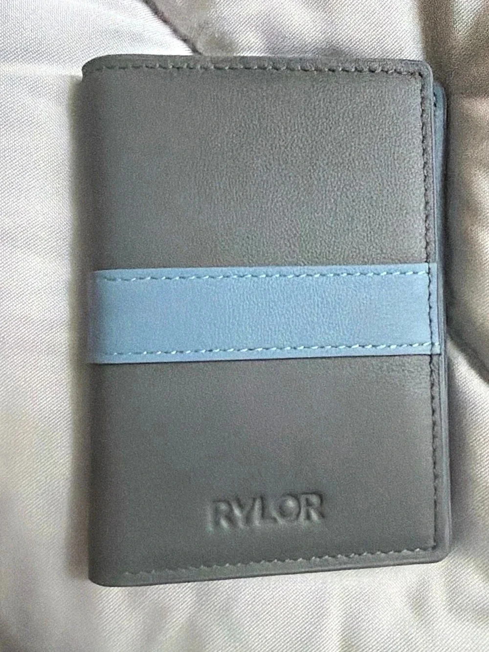 RYLOR Two-Tone Wallet in Gray & Blue Like New
